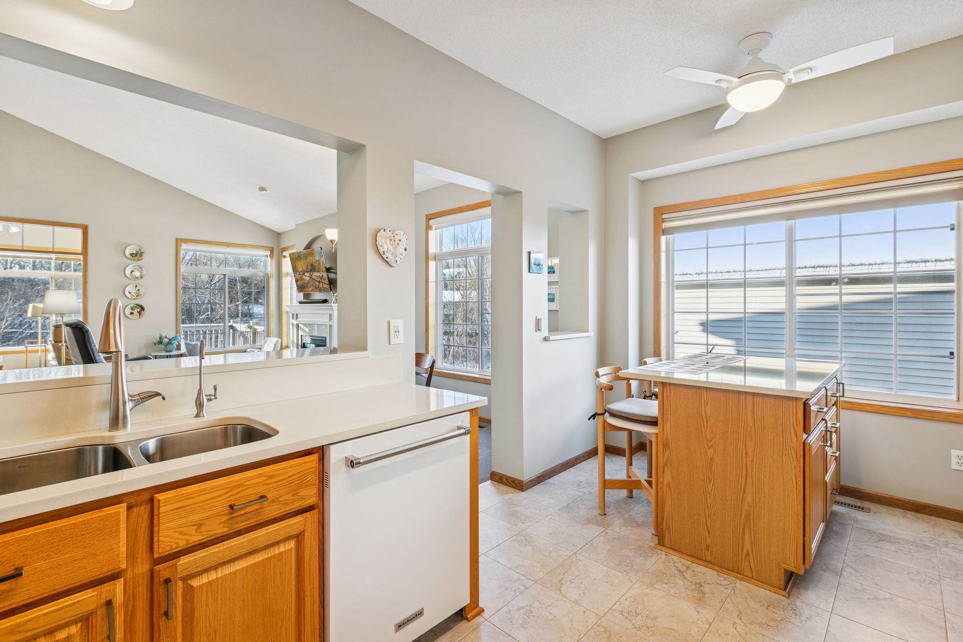 Kitchen window to living room